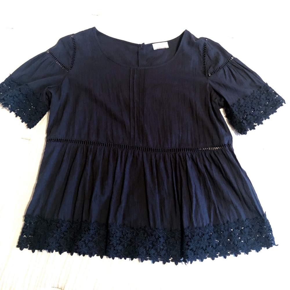Wrap London navy top with adjustable camisole.